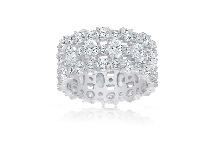 Eternity Band Ring - 925 Sterling Silver - Rhodium Plated