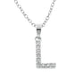 Baby Cz Prong Initials Charm Pendant - 925 Sterling Silver - Rhodium Plated