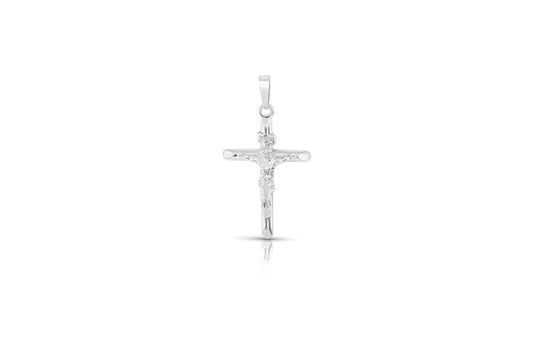 Long Crucifix Pendant - 925 Sterling Silver - Rhodium Plated