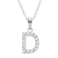 Baby Cz Prong Initials Charm Pendant - 925 Sterling Silver - Rhodium Plated