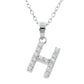 Baby Cz Prong Initials Charm Pendant - 925 Sterling Silver - Rhodium Plated