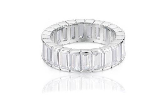 Eternity Band Ring - 925 Sterling Silver - Rhodium Plated