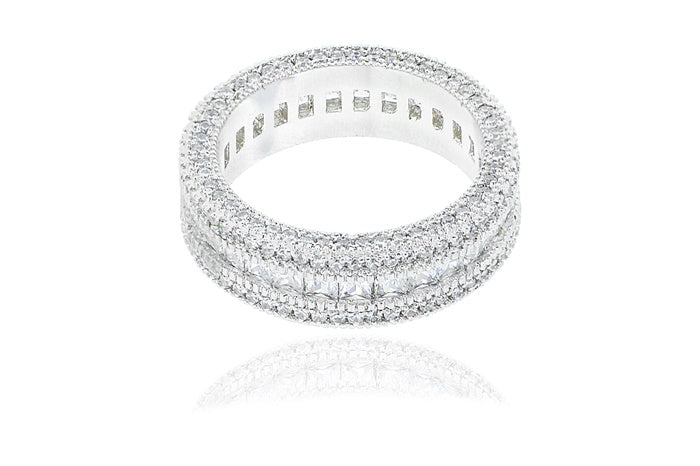 Eternity Band Ring - 925 Sterling Silver - Rhodium Plated