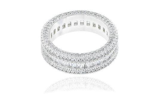 Eternity Band Ring - 925 Sterling Silver - Rhodium Plated