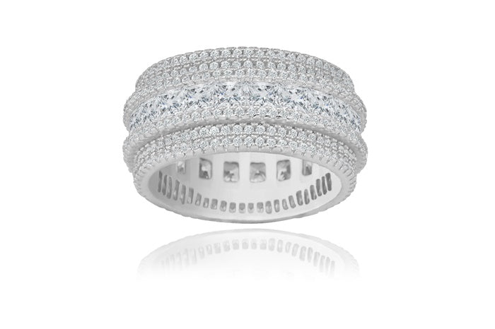 Eternity Band Ring - 925 Sterling Silver - Rhodium Plated