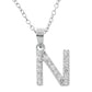 Baby Cz Prong Initials Charm Pendant - 925 Sterling Silver - Rhodium Plated