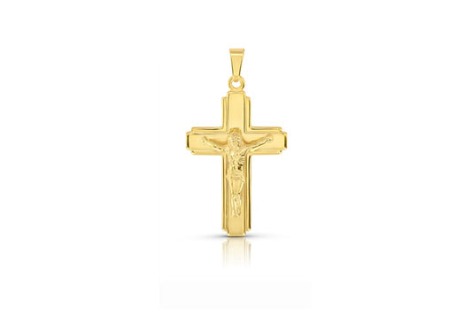 Classic Crucifix Pendant - 925 Sterling Silver - Gold Plated