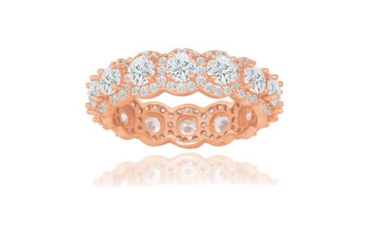 Eternity Band Ring - 925 Sterling Silver - Rose Gold Plated