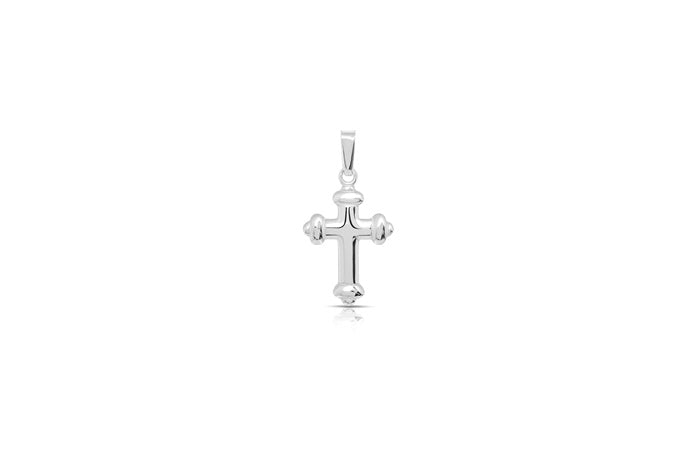 Budded Cross Pendant - 925 Sterling Silver - Rhodium Plated