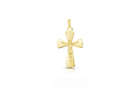 Paddle Crucifix Pendant - 925 Sterling Silver - Gold Plated