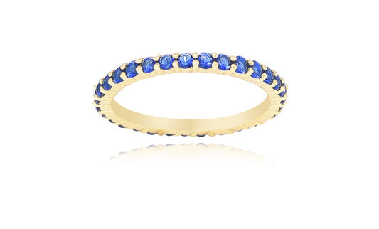 Sapphire Blue Eternity Ring - 925 Sterling Silver - Gold Plated
