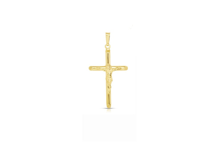 Slender Cross Pendant - 925 Sterling Silver - Gold Plated