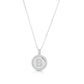 Cz Disc Initial Charm Pendant - 925 Sterling Silver - Rhodium Plated