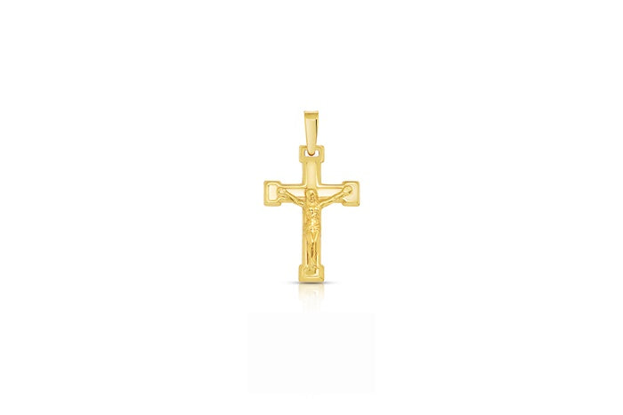 Slim Crucifix Pendant - 925 Sterling Silver - Gold Plated