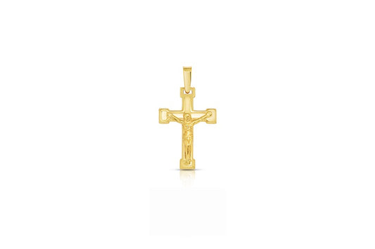 Slim Crucifix Pendant - 925 Sterling Silver - Gold Plated