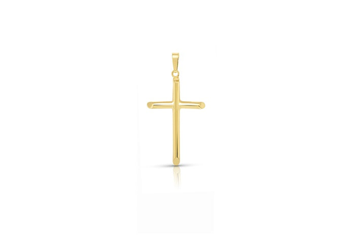 Thin Cross Pendant - 925 Sterling Silver - Gold Plated