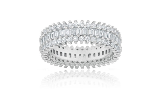 Eternity Band Ring - 925 Sterling Silver - Rhodium Plated