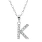 Baby Cz Prong Initials Charm Pendant - 925 Sterling Silver - Rhodium Plated