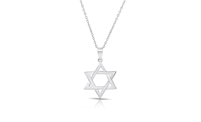 Large Star of David Charm Pendant - 925 Sterling Silver - Rhodium Plated
