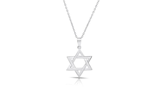 Large Star of David Charm Pendant - 925 Sterling Silver - Rhodium Plated