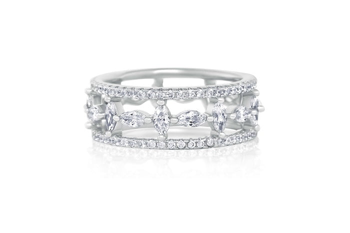 Eternity Band Ring - 925 Sterling Silver - Rhodium Plated