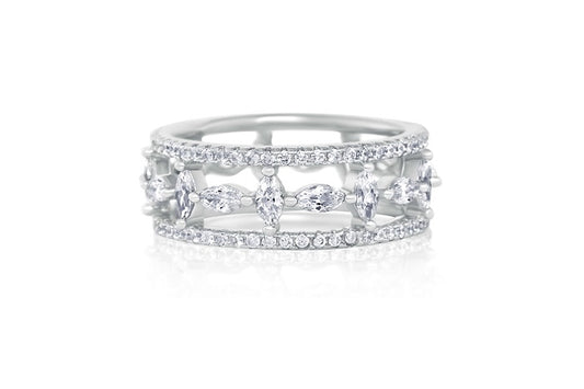 Eternity Band Ring - 925 Sterling Silver - Rhodium Plated