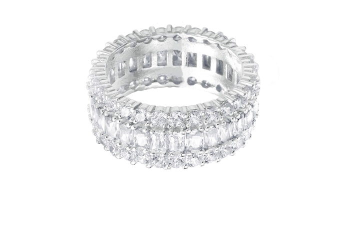 Eternity Band Ring - 925 Sterling Silver - Rhodium Plated