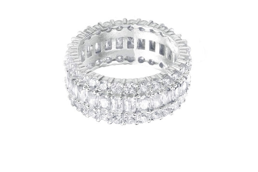 Eternity Band Ring - 925 Sterling Silver - Rhodium Plated