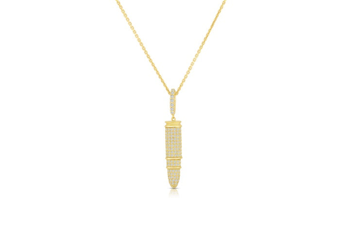Bullet Charm Pendant - 925 Sterling Silver - Gold Plated