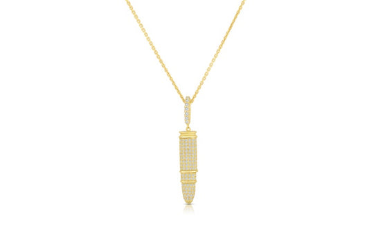 Bullet Charm Pendant - 925 Sterling Silver - Gold Plated