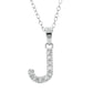 Baby Cz Prong Initials Charm Pendant - 925 Sterling Silver - Rhodium Plated