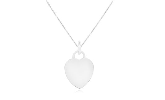 Puffed Heart Charm Pendant - 925 Sterling Silver - Rhodium Plated