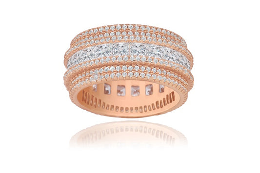 Eternity Band Ring - 925 Sterling Silver - Rose Gold Plated