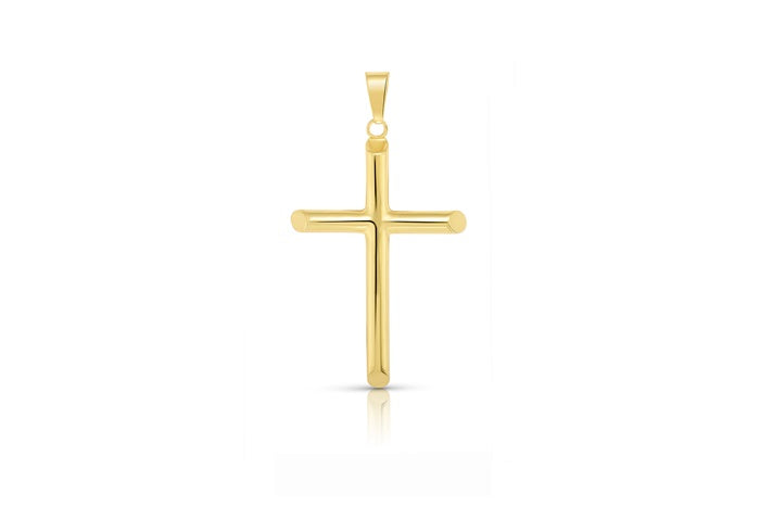Simple Cross Pendant - 925 Sterling Silver - Gold Plated