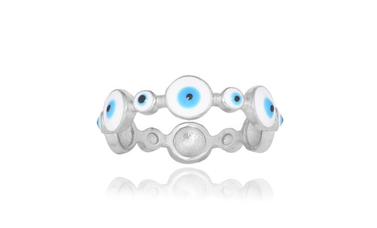 Evil Eye Ring - 925 Sterling Silver - Rhodium Plated