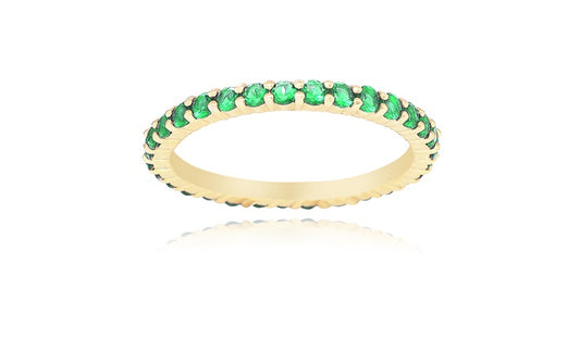 Emerald Green Eternity Ring - 925 Sterling Silver - Gold Plated