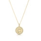 Cz Disc Initial Charm Pendant - 925 Sterling Silver - Gold Plated