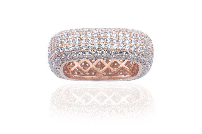 Eternity Band Ring 7mm - 925 Sterling Silver - Rose Gold Plated