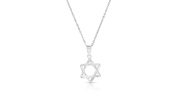 Small Star of David Charm Pendant - 925 Sterling Silver - Rhodium Plated