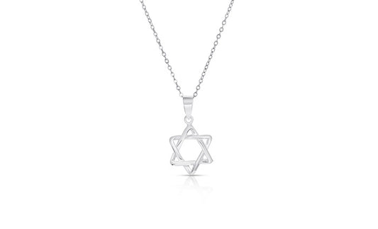Small Star of David Charm Pendant - 925 Sterling Silver - Rhodium Plated
