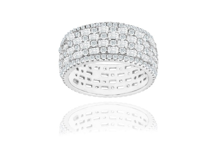 Eternity Band Ring - 925 Sterling Silver - Rhodium Plated