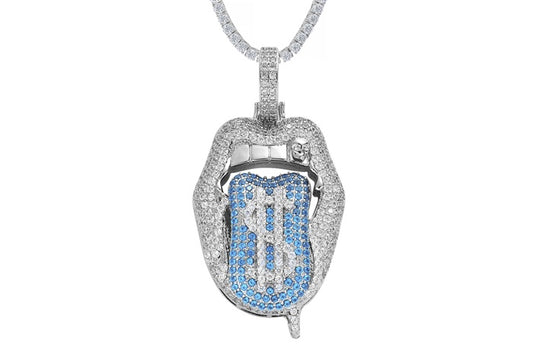 Money Roll Charm Pendant - 925 Sterling Silver - Rhodium Plated