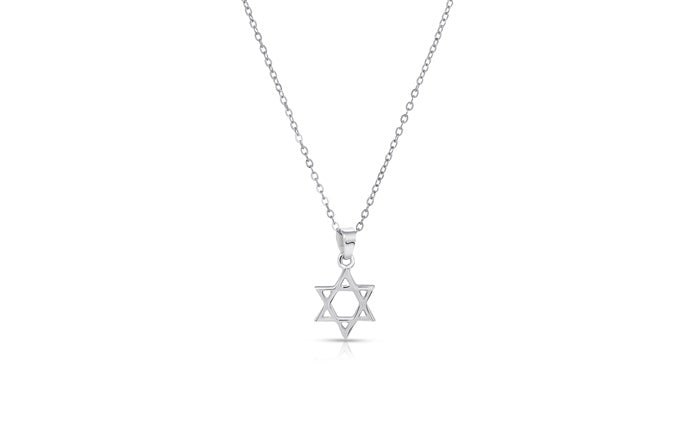 Petite Star of David Charm Pendant - 925 Sterling Silver - Rhodium Plated
