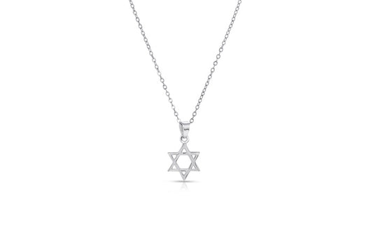 Petite Star of David Charm Pendant - 925 Sterling Silver - Rhodium Plated