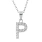 Baby Cz Prong Initials Charm Pendant - 925 Sterling Silver - Rhodium Plated