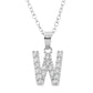 Baby Cz Prong Initials Charm Pendant - 925 Sterling Silver - Rhodium Plated