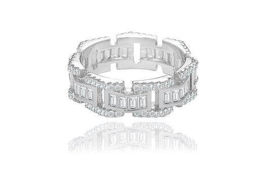 Eternity Band Ring - 925 Sterling Silver - Rhodium Plated