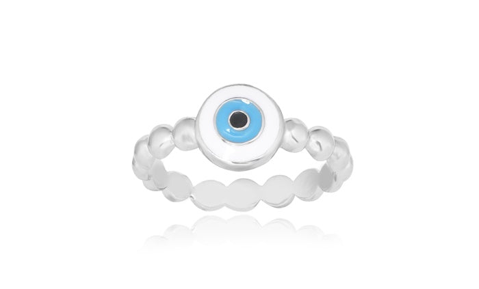 Evil Eye Ring - 925 Sterling Silver - Rhodium Plated