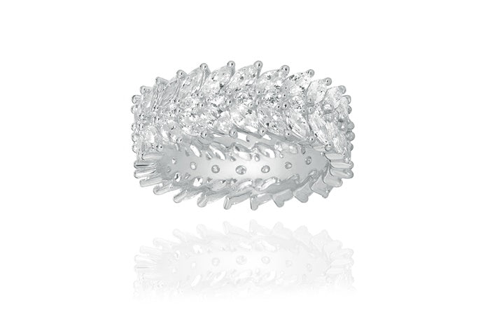 Eternity Band Ring - 925 Sterling Silver - Rhodium Plated