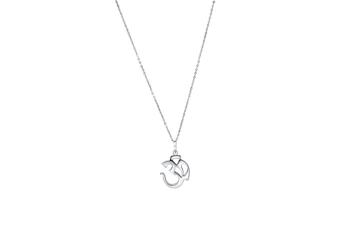 Om Symbol Charm Pendant - 925 Sterling Silver - Rhodium Plated
